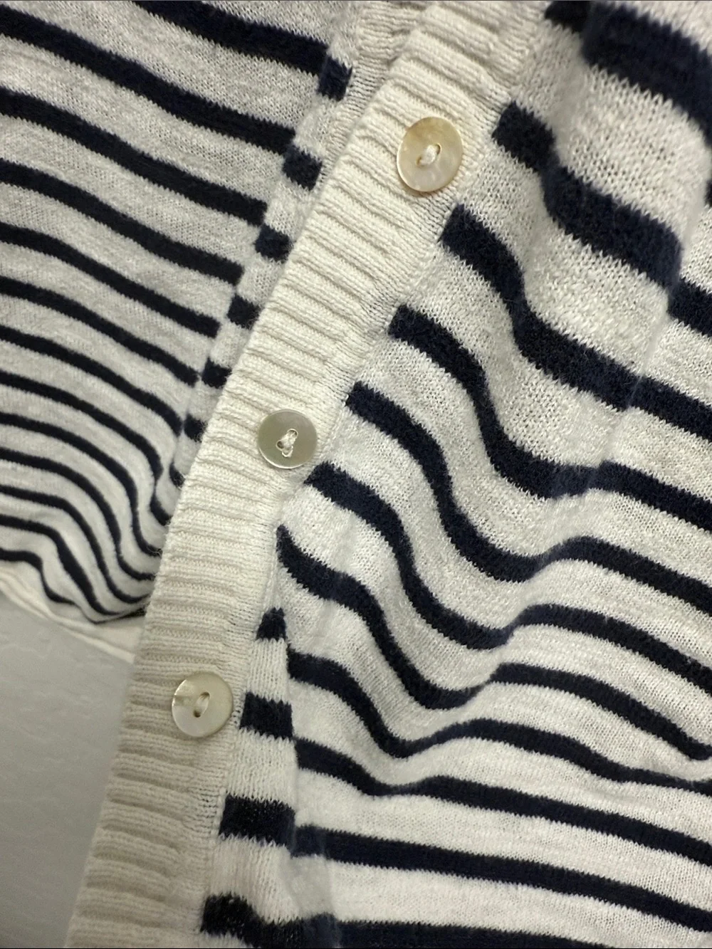 H&M Cream & Black Striped V-Neck Button Cardigan